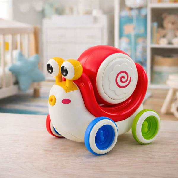 Interactive Snail Riding Drum Musical Educational Red