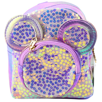 Children's Backpack With Sequins Mouse Ears Purple 22cm 3L