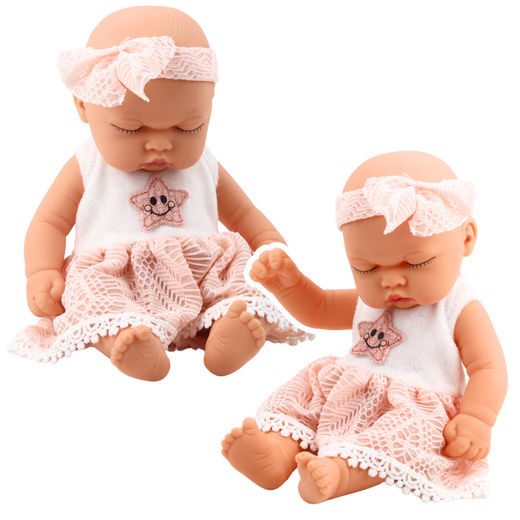 Schlafendes Baby Doll Rosa Spitzenkleid mit Stern-Stirnband