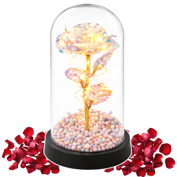 Eternal Rose in a Glass Dome LED Crystal Lighting 21.5 x 11 cm