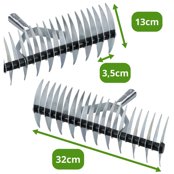 Manueller Rasenlüfter, doppelseitig, schlank, 34 cm