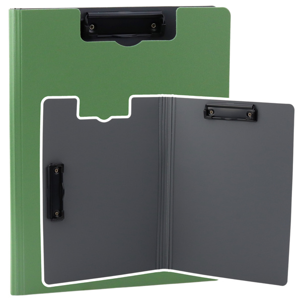 Board with Cover Two Clips A4 Plastic Green