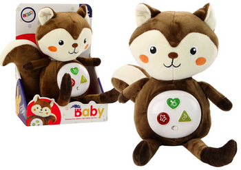 Pluszowa Wiewiórka Interaktywna Edukacyjna Usypiacz Przytulanka Melodie