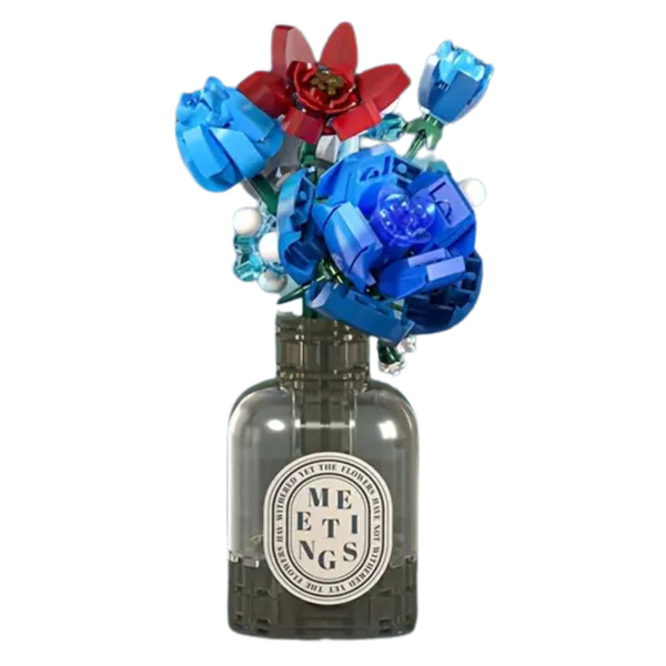 Construction Bricks Bouquet of Flowers in a Vase Red and Blue 358 pcs.