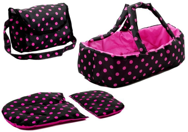 Alice Doll Pram Carrier Bag Black-Pink