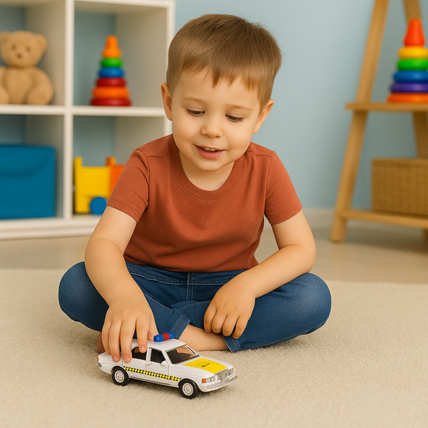 Classic Police Car Metal Drive Opening Doors White 1:32