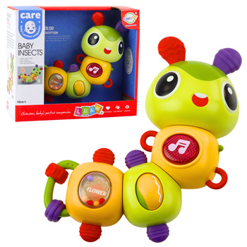 Interactive Sensory Caterpillar Musical Rattle Teether Rotating 360°