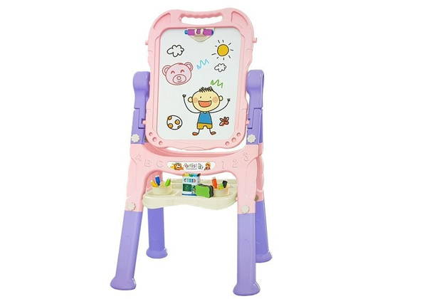 Tablica Magnetyczna Kredowa 2 w 1 Różowo Fioletowa Akcesoria