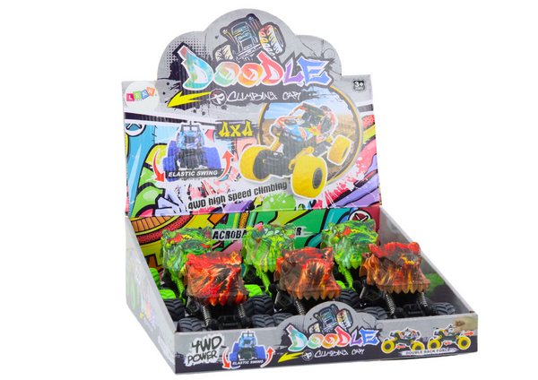 Dinosaurierauto, Friktionsantrieb, rot oder grün, geländegängig