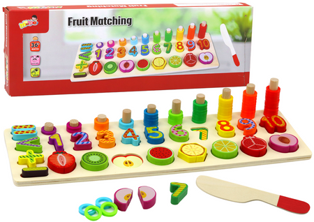 Educational Set Sorter Wooden Board Learning Mathematics Fruit