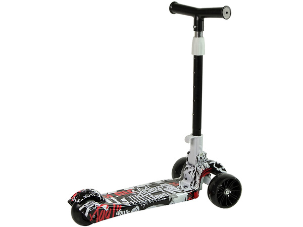 Three-wheeled scooter Luminous Wheels White Coloured Graphic Skull