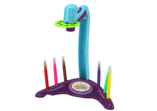 Zeichenprojektor, 3 austauschbare Scheiben, Stifte, Lila