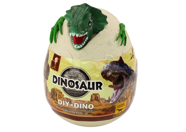 Ei mit Dinosauriern zum Bemalen mit DIY-Pinseln grün