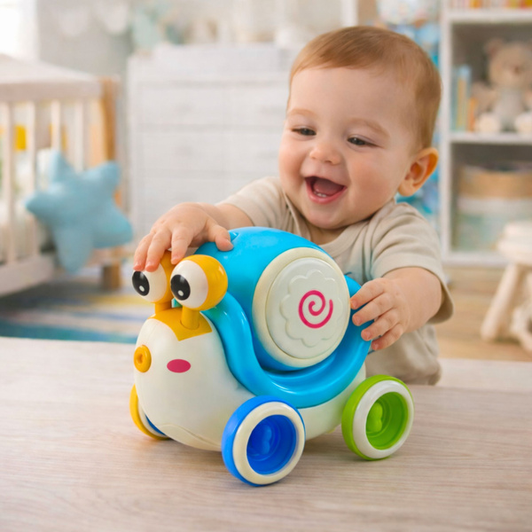 Interactive Snail Riding Drum Musical Educational Blue