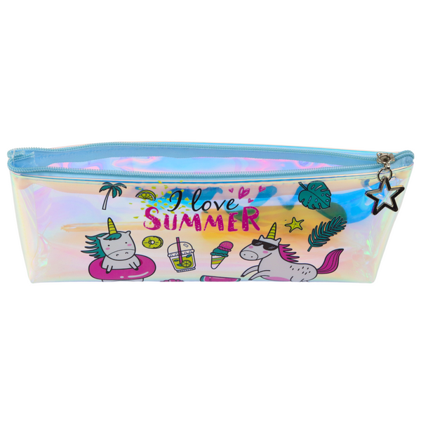 Girl's School Holographic Pencil Case Summer Unicorns