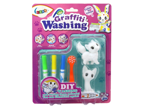 DIY Art Set Kittens Figurines 2pcs Markers Brush