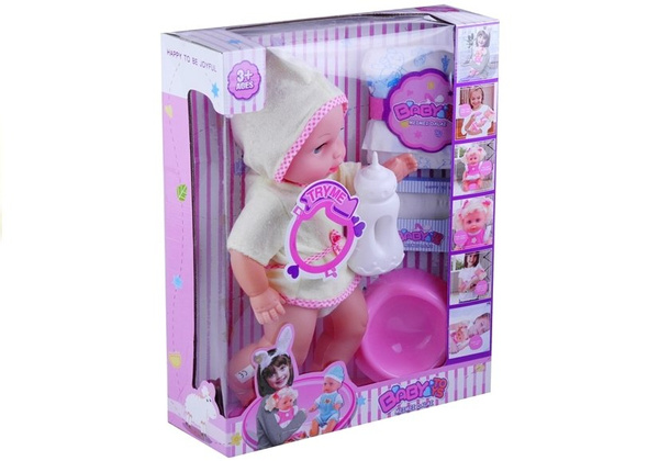 Babypuppe mit Töpfchen Flasche Wegwerfwindel Set für Mädchen Puppe Baby