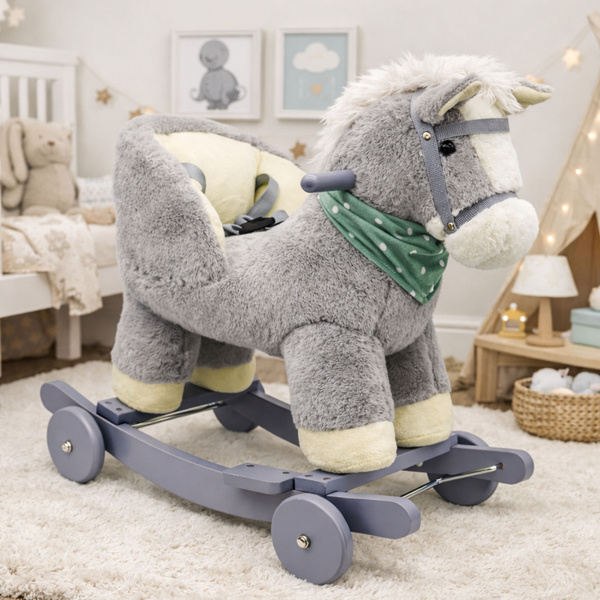 Rocking Horse Ride-on 2 in 1 Donkey Rocker for Toddlers Light Gray