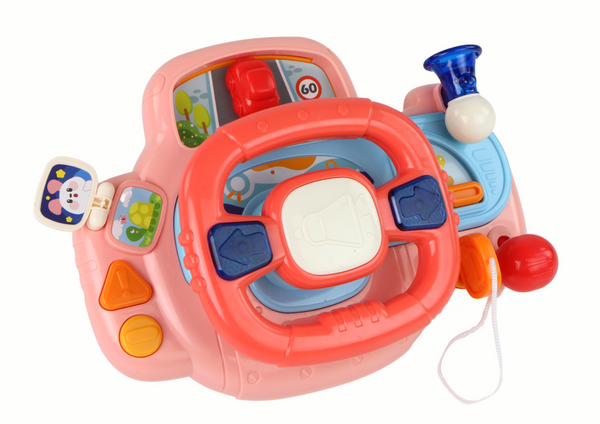 Interactive Pink Steering Wheel Driving Simulator Multifunctional