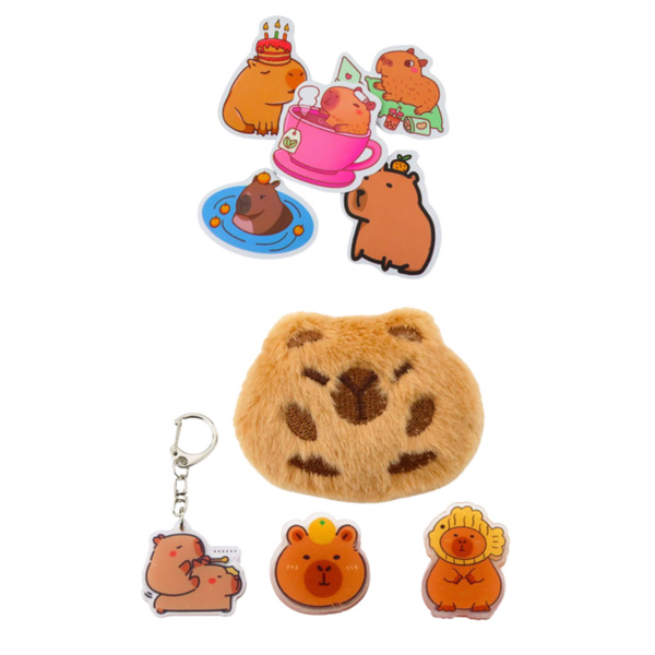 Two-compartment school pencil case with pockets and accessories Kapybara 21x12 cm