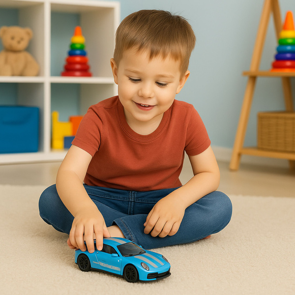 Rennwagen aus Metall mit zu öffnenden Türen, blau, GTRS, Maßstab 1:43