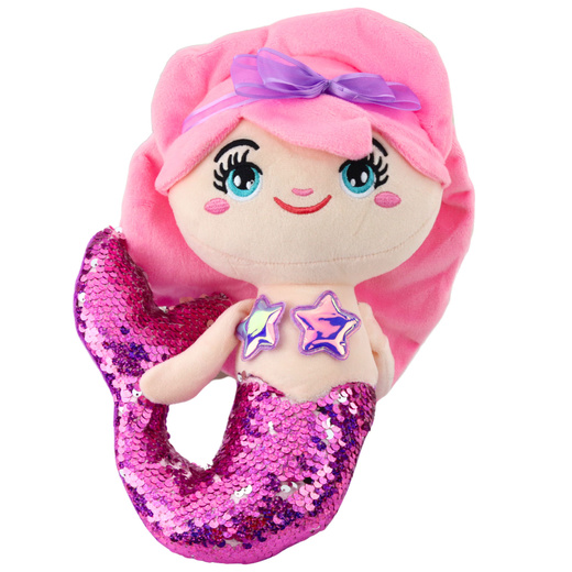 Plush Mermaid Cuddly Toy Tail Sequin Pink-Purple 28cm