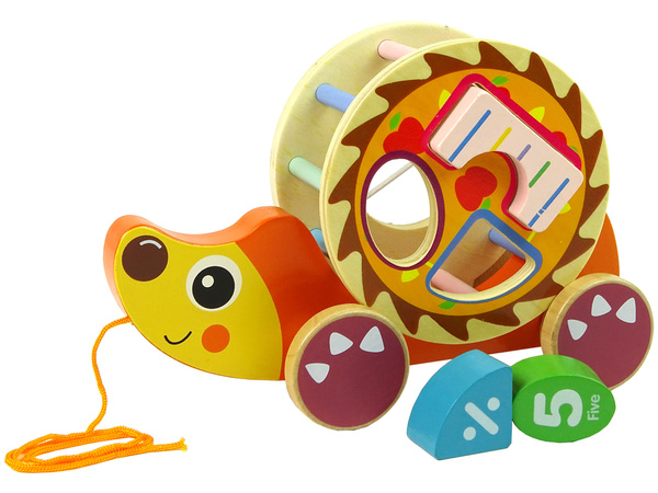 Ziehender Igel auf Rädern Holzklötze Sorter