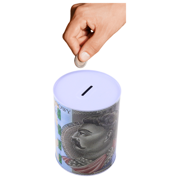 Skarbonka Metalowa Puszka Banknot 500 Złotych 16x12cm