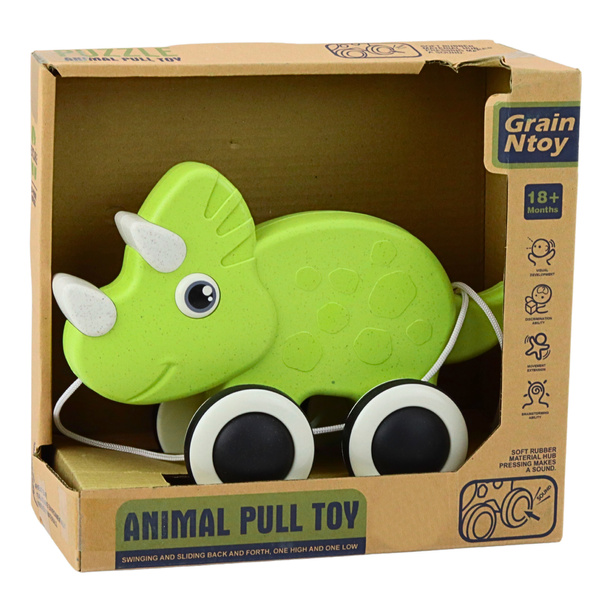 Dinosaurier-Zugschnur-Spielzeug mit Quietscher, Eco, Grün
