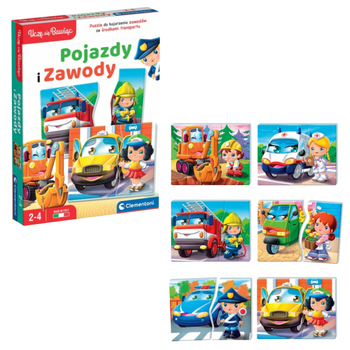 Gra edukacyjna Pojazdy i Zawody Uczę się Bawiąc Język Polski Clementoni 50765