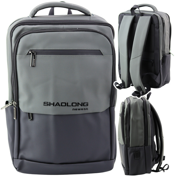 City Business Rucksack USB Laptopfach Schwarz Grau 16L 41cm