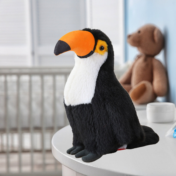Plüschtier Maskottchen Kuscheliger Tukan Vogel Schwarz und Weiß 30cm