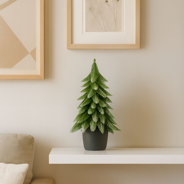 Künstlicher Deko-Weihnachtsbaum im Topf, silberfarben, 32 x 12 cm