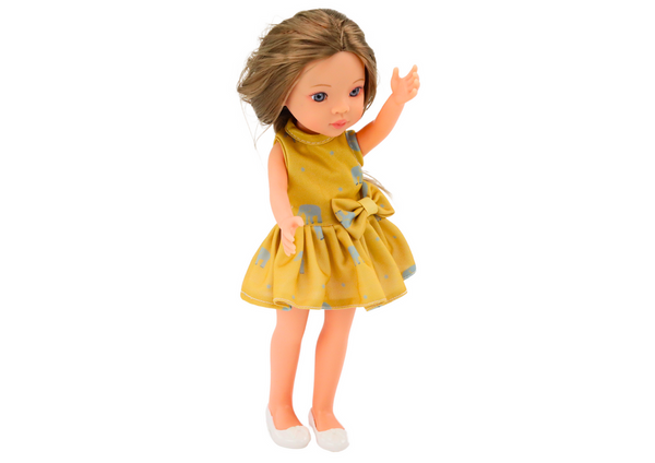 Doll Yellow Dress Brown Hair Large Doll 33cm