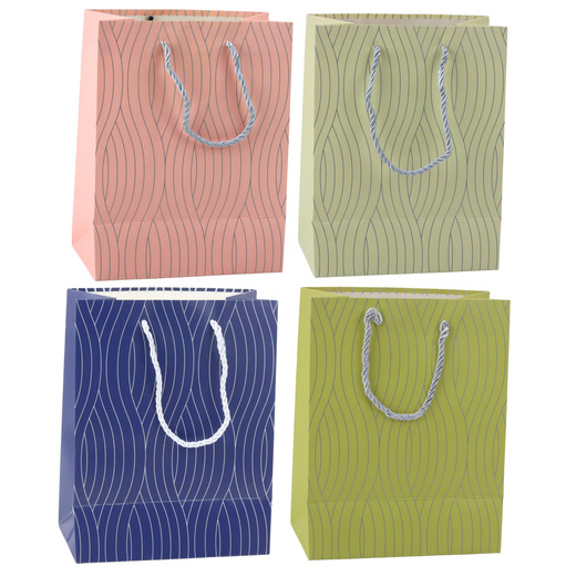 Paper Gift Bag Silver Wavy Lines 23 x 18 x 10.5 cm