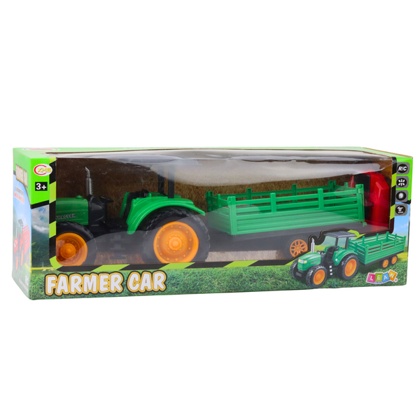 RC Green Remote Controlled Farm Tractor With Trailer