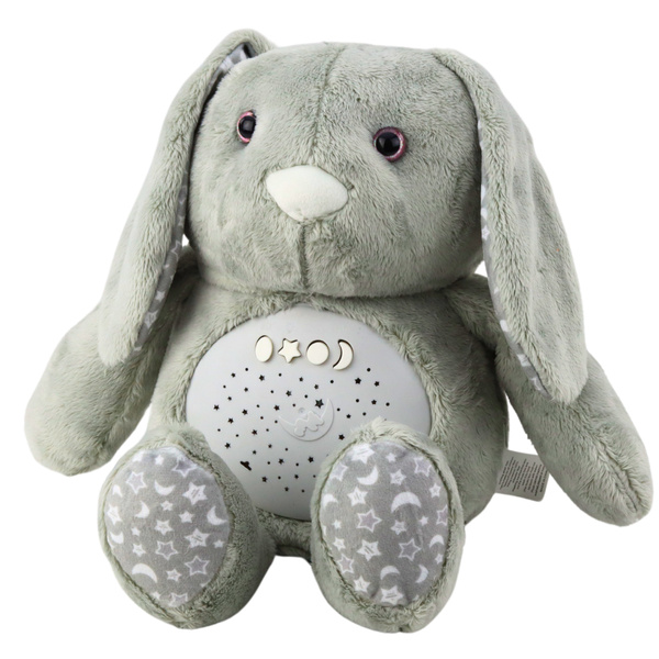 Plush Rabbit Sleeping Cuddly Toy Projector Sound Noise Gray