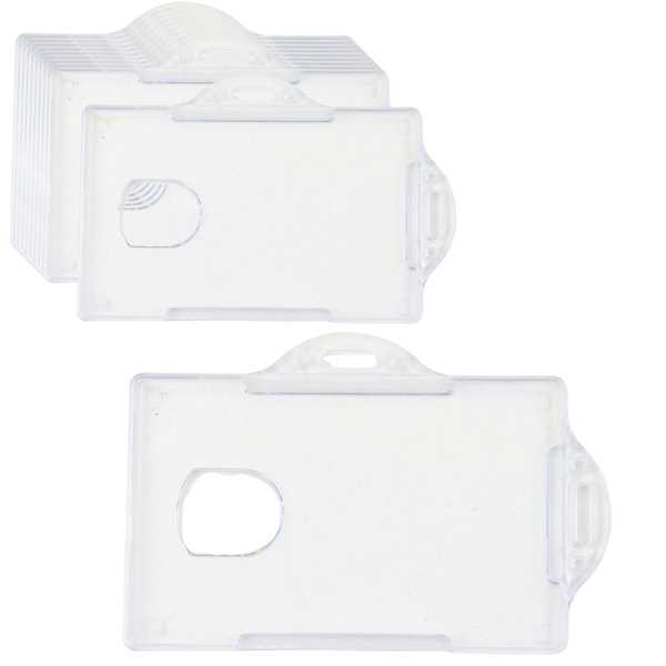 Etui Poziome Na Identyfikator Karty Twardy Plastik Przeźroczyste 10szt.