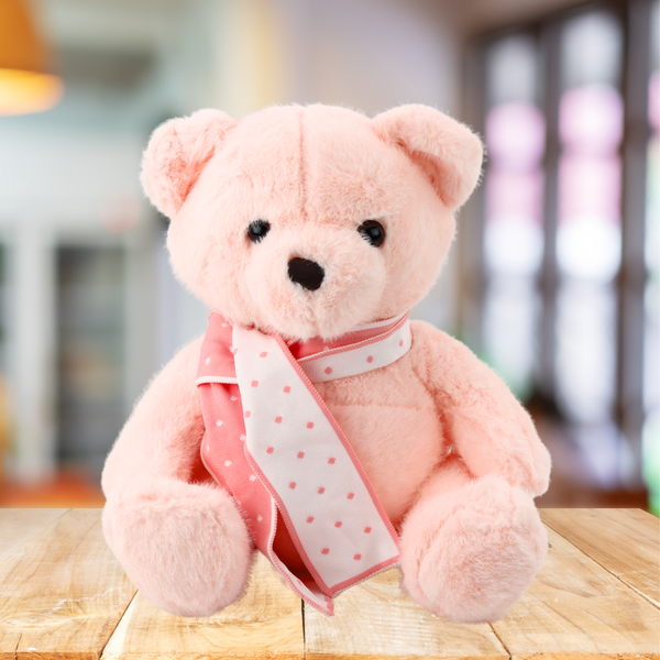Plüsch Maskottchen Kuscheltier Teddybär mit Schal Rosa 35cm
