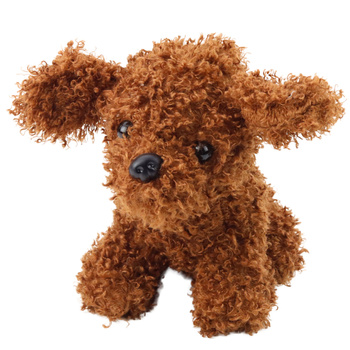 Plush Toy Miniature Poodle Dog Brown 20cm