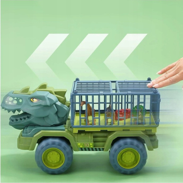 Car Transporter Truck Dinosaurs Figures Green 15 pcs.