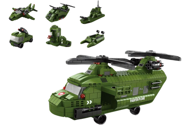 Militärhubschrauber-Block-Set Militärgrün 1000-tlg