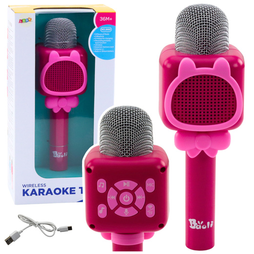 Drahtloses Bluetooth-Mikrofon für Karaoke-Aufnahmen, Sprachwechsler, Pink