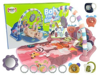 Babymatte mit Schaumstoffrasseln Beißring Spiegel Sound Rose