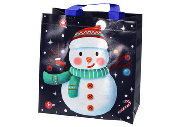 Gift Bag in Dark Color Snowman Motif 23cm x 21.5cm x 11cm