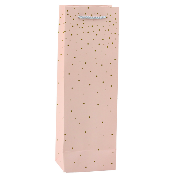 Wine Bottle Paper Gift Bag Gold Dots 35 x 12 x 9 cm