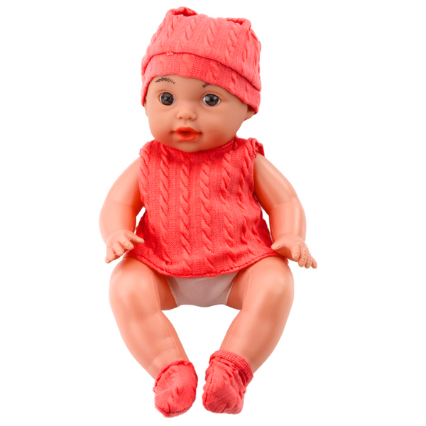 Babypuppe mit Babyflasche, rosa Outfit, Geräusche, 30 cm