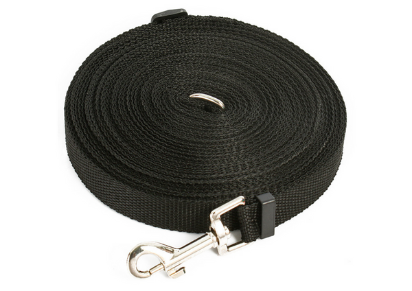 Long Training Leash With Fastener Webbing Tape Black 5m