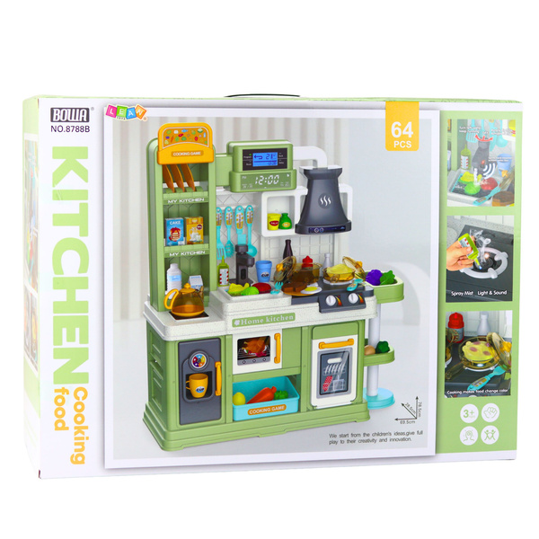 Kinderküche Wasserkreislauf Lebensmittel Farbwechsel Dampf Grün 64 Stück.