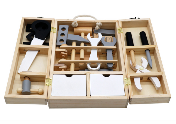 Holzwerkstatt im Koffer Werkzeuge Schubladen DIY